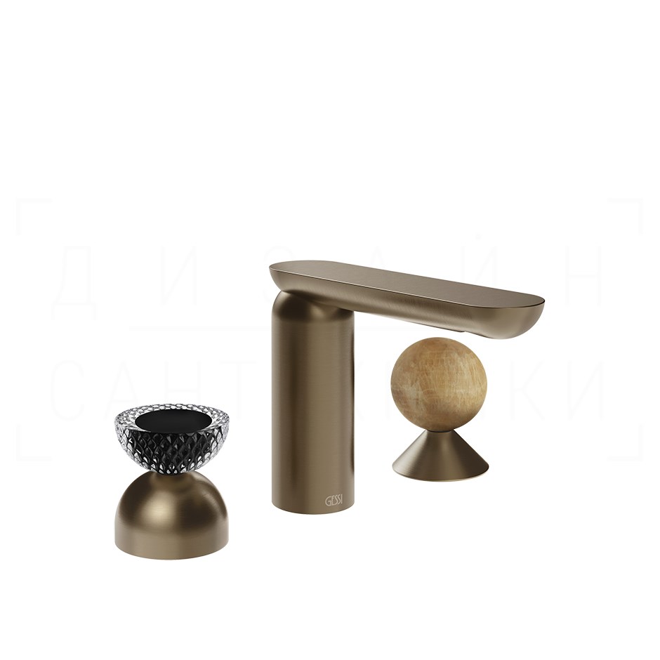 Gessi Perle Смеситель для раковины на 3 отв., без д/к, излив 13,2 см, цвет: coffee bronze brushed 74738#761
