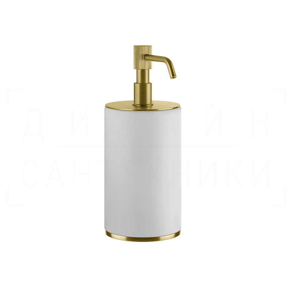 Gessi Venti20 Дозатор для жидкого мыла настольный, колба Neolite, цвет: white/gold brushed 65437#716