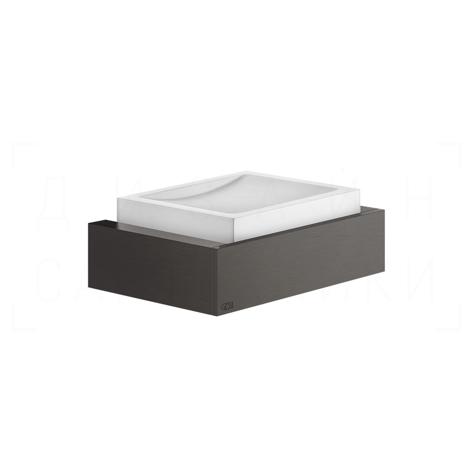 Gessi Inverso/Rettangolo Мыльница с чашей Neolite, подвесная, цвет: white/black metal brushed PVD 20801#707