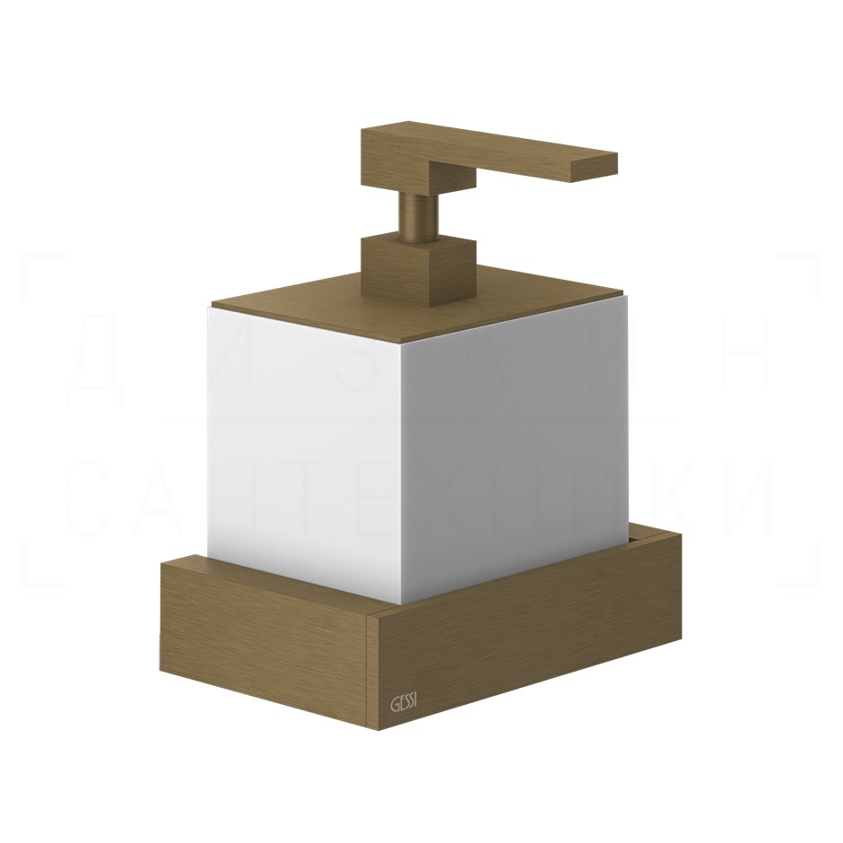 Gessi Inverso/Rettangolo Дозатор для жидкого мыла подвесн., колба Neolite, цвет: white/antique brass 20813#713