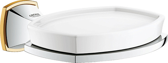 Grohe Grandera Мыльница с керамической чашей, подвесная, цвет: хром/золото 40628IG0