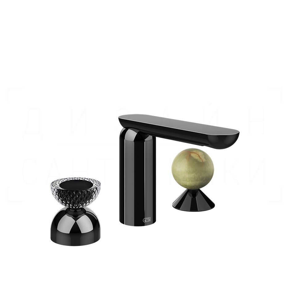 Gessi Perle Смеситель для раковины на 3 отв., без д/к, излив 13,2 см, цвет: black metal PVD 74758#706