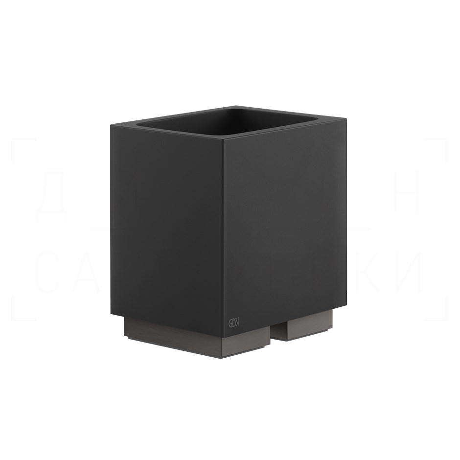 Gessi Inverso/Rettangolo Стакан настольный, керамическ. Neolite, цвет: black/black metal brushed PVD 20832#707