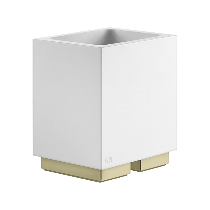 Gessi Inverso/Rettangolo Стакан настольный, белый керамический, цвет: brushed brass PVD 20831#727