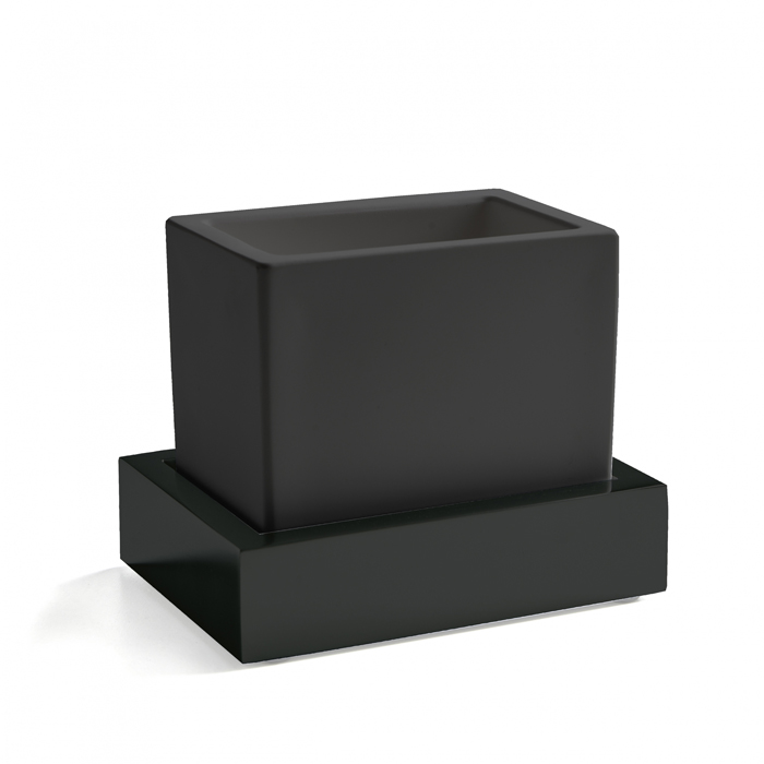 3SC SK Стакан для зубных щеток настольный, керамический Solid Surface, цвет: черный SK03ASLNO