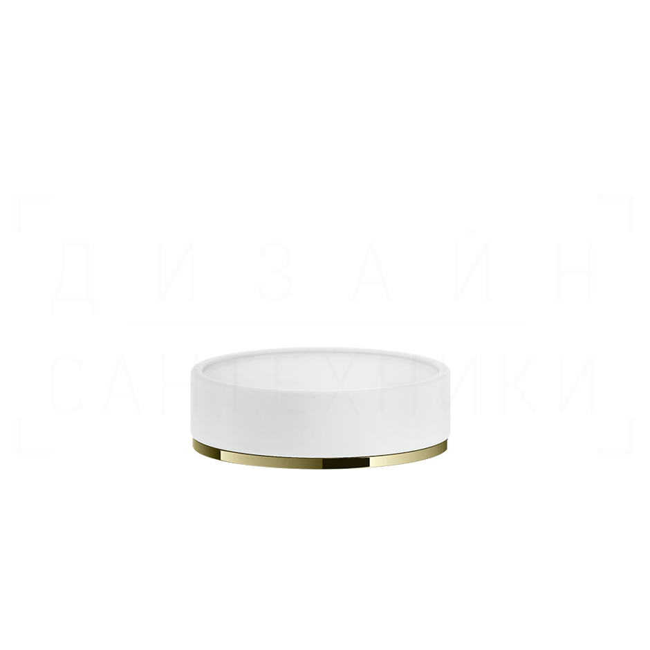Gessi Inciso Мыльница с керамической чашей Neolite, настольная, цвет: white/brass PVD 58525#710