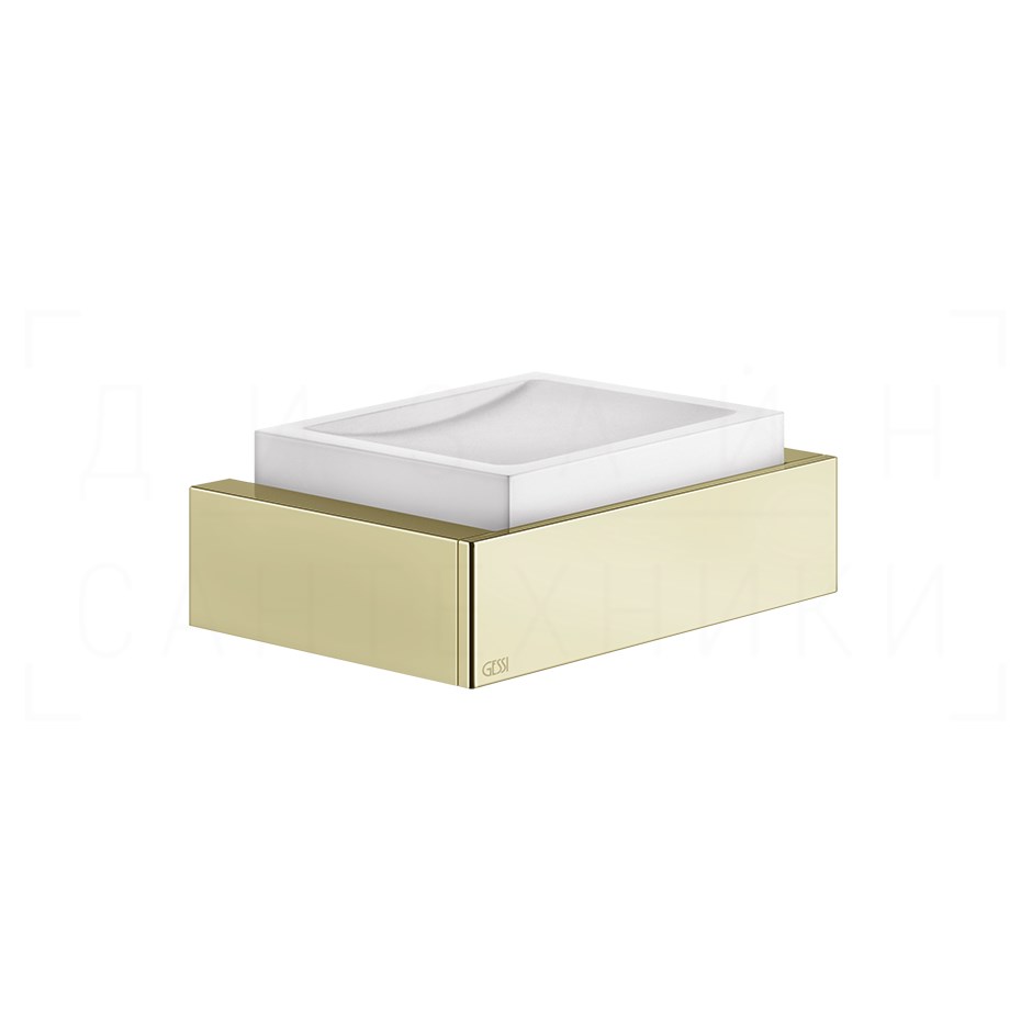 Gessi Inverso/Rettangolo Мыльница с керамической чашей Neolite, подвесная, цвет: white/brass PVD 20801#710
