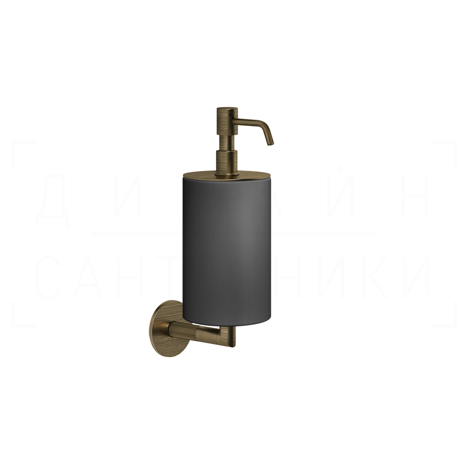 Gessi Ingranaggio Дозатор для жидкого мыла подвесной, колба Neolite, цвет: black/antique brass 63814#713