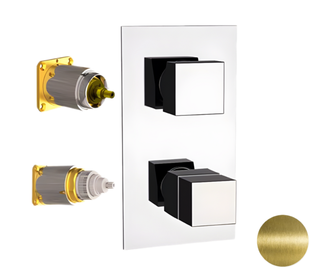 Remer Q-Elegance Термостат для ванны встраиваемый 3 потребителя, внешняя часть, цвет: vecchio ottone QT93KBVO