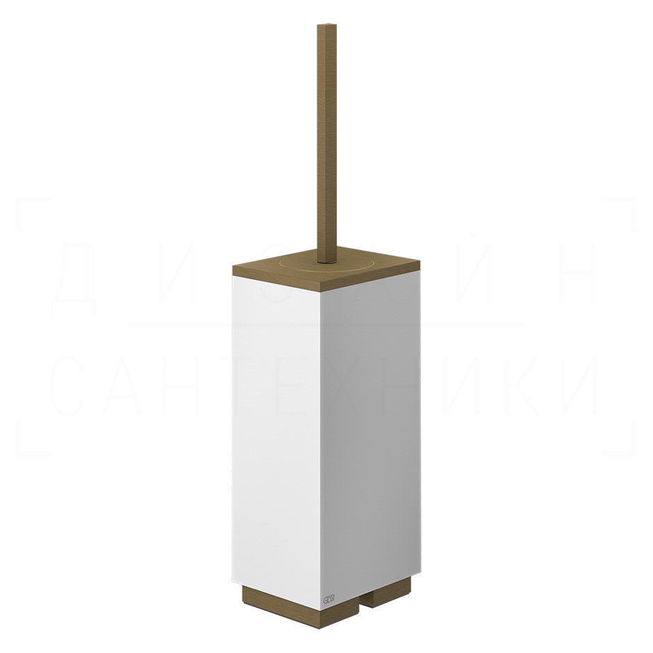 Gessi Inverso/Rettangolo Ершик для унитаза напольный, колба Neolite, цвет: white/antique brass 20843#713