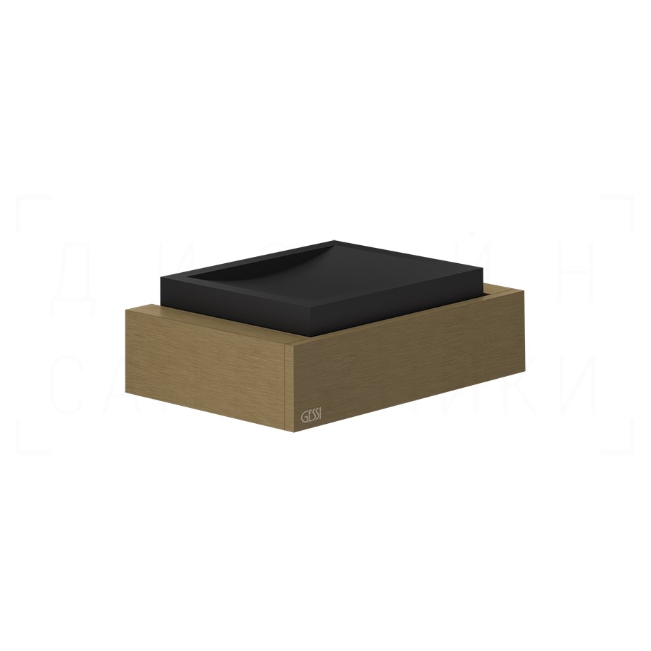 Gessi Inverso/Rettangolo Мыльница с керамической чашей Neolite, подвесная, цвет: black/antique brass 20802#713