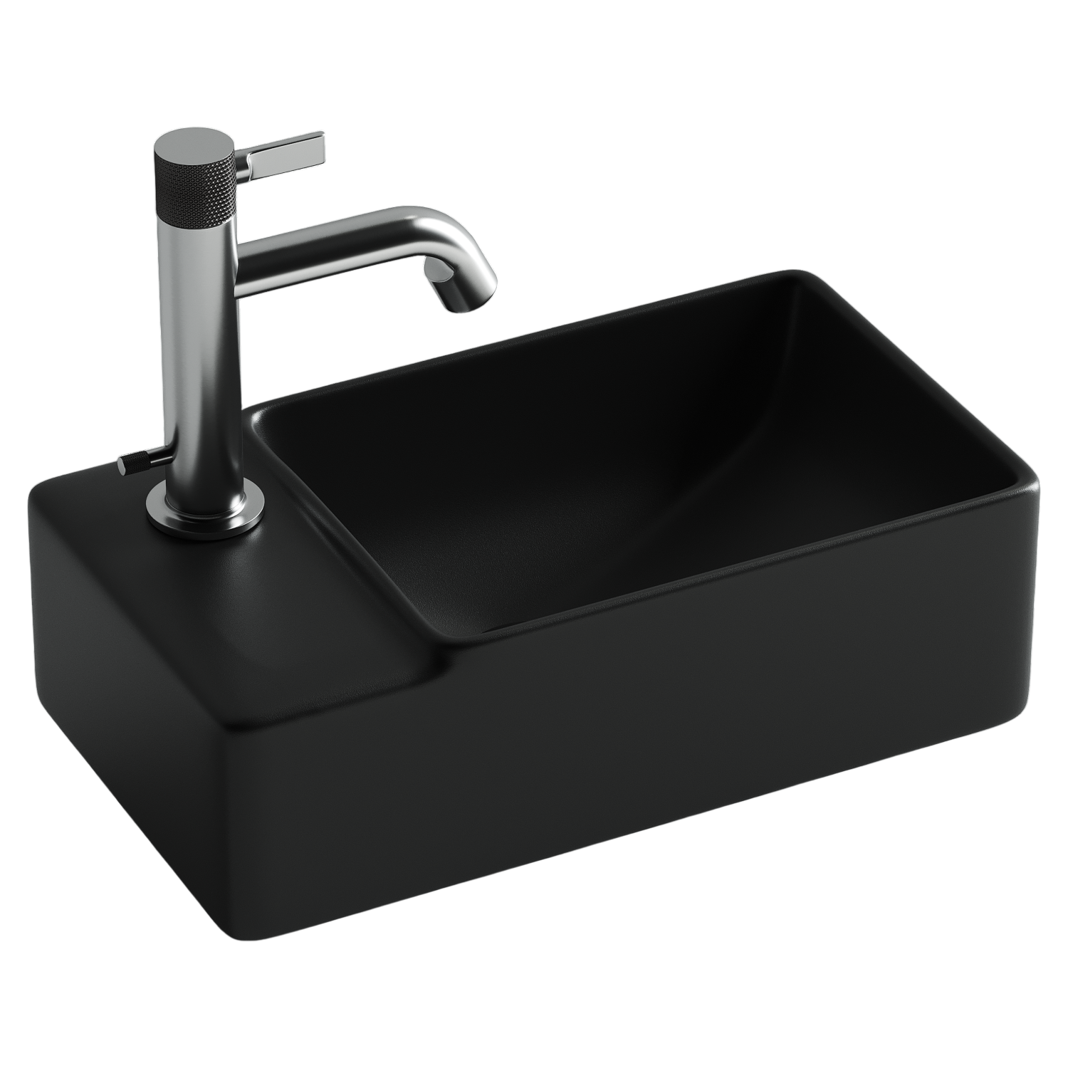 Ceramicanova Element Раковина подвесная 39,5х22 см, без перелива, смес. слева, цвет: черный матов. CN5046MB