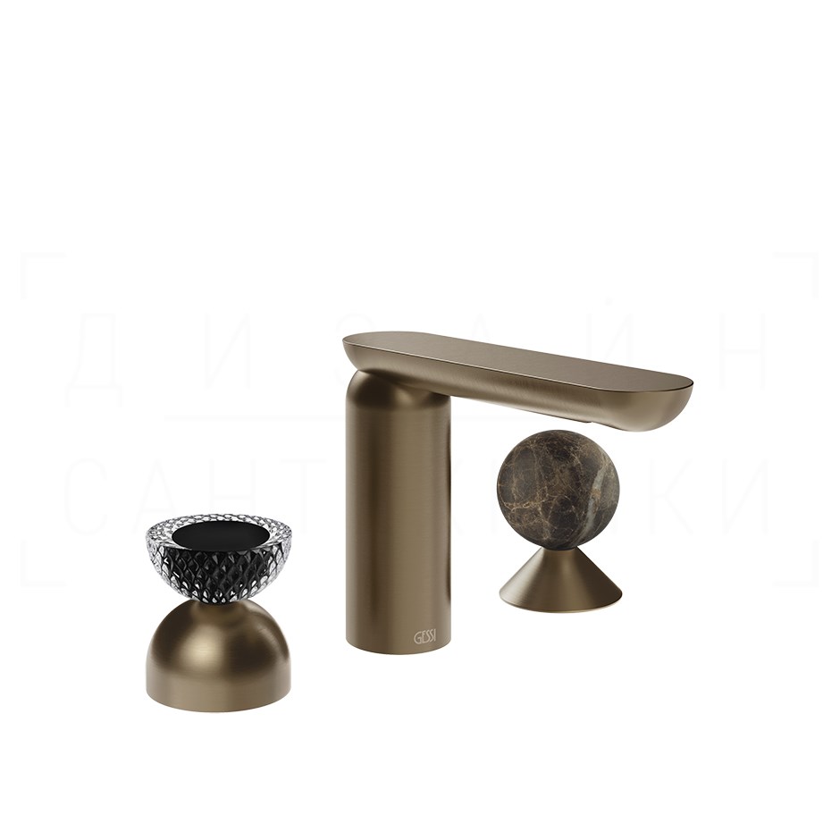 Gessi Perle Смеситель для раковины на 3 отв., без д/к, излив 13,2 см, цвет: coffee bronze brushed 74718#761