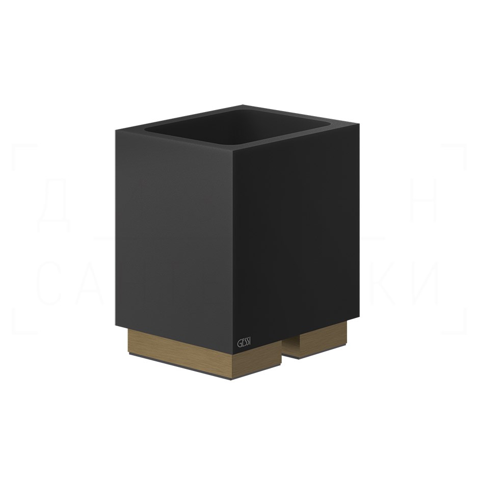 Gessi Inverso/Rettangolo Стакан настольный, керамический Neolite, цвет: black/antique brass 20832#713