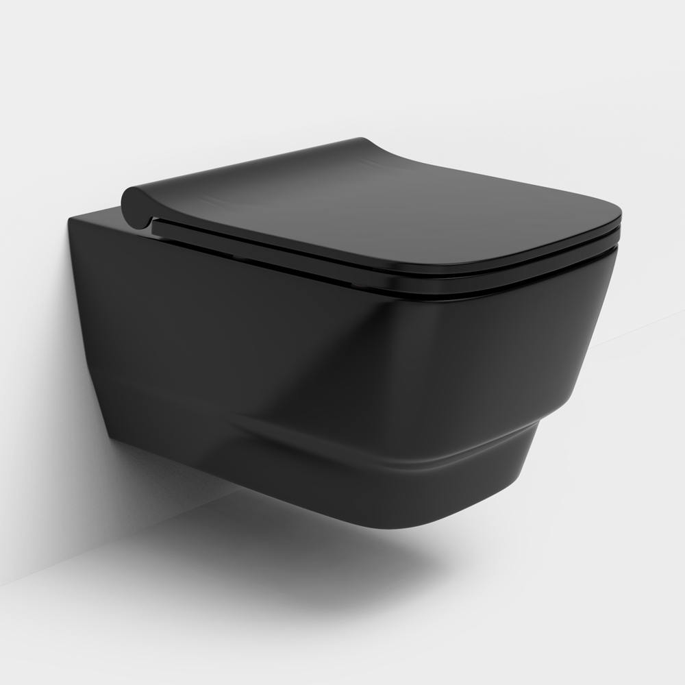 Boheme Bello Унитаз подвесной 53х35,5 безободковый, смыв каскадный, цвет: black 971-B