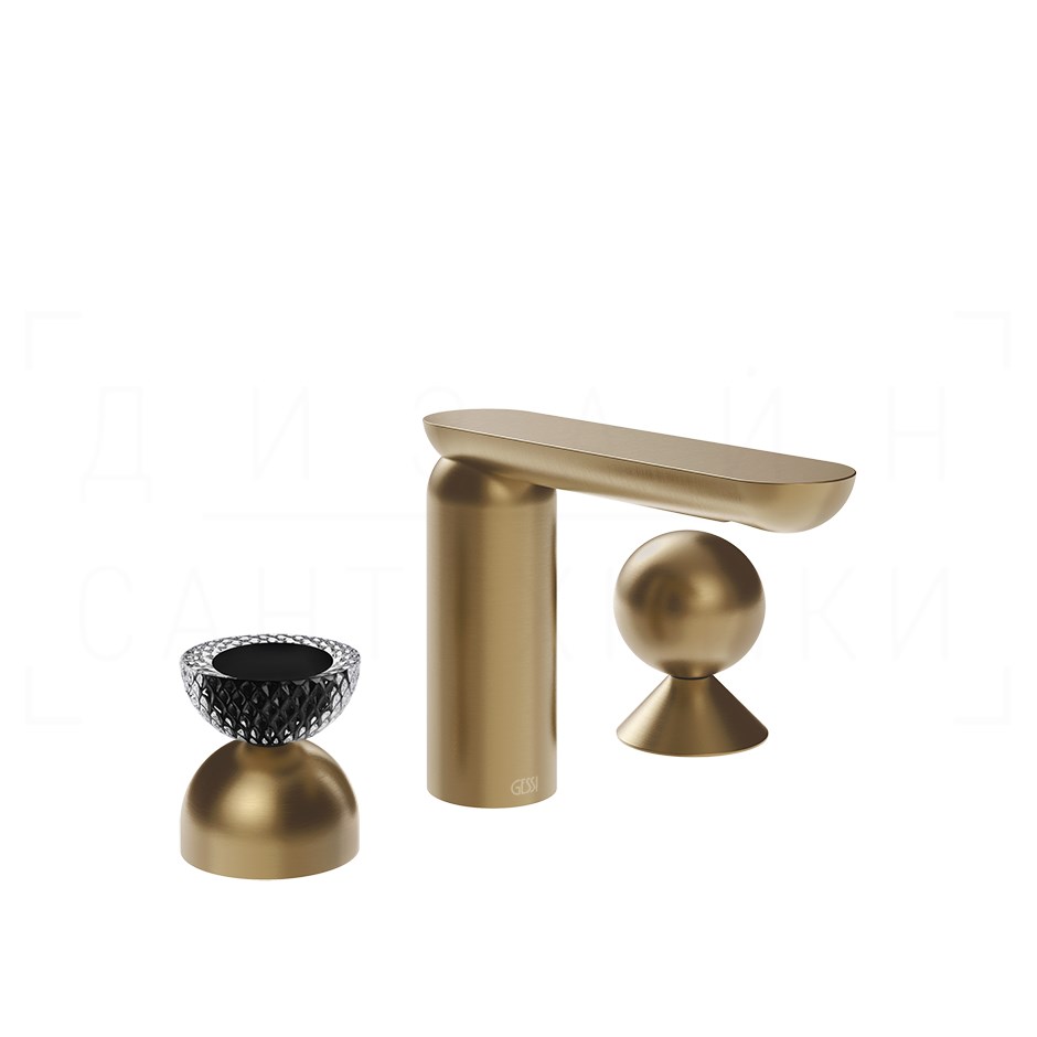 Gessi Perle Смеситель для раковины на 3 отв., без д/к, излив 13,2 см, цвет: warm bronze brushed PVD 74708#726