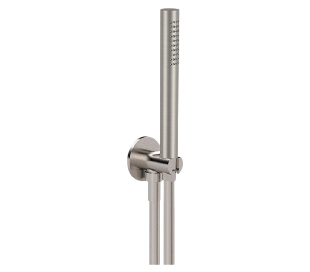 Remer X Style Inox Душевой гарнитур: лейка, выпуск с держателем, шланг 150 см, цвет: inox spazzolato SS337M317MM