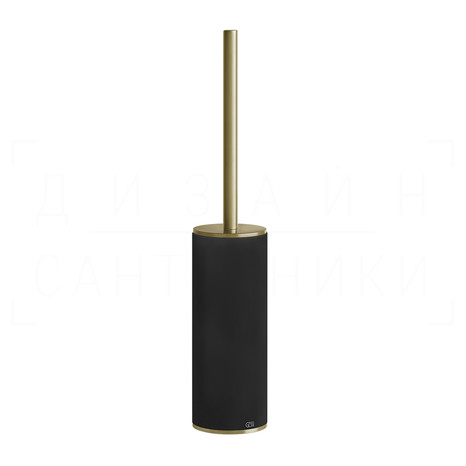 Gessi 316 Ершик для унитаза напольный, с кермической колбой Neolite, цвет: black/brushed brass PVD 54744#727