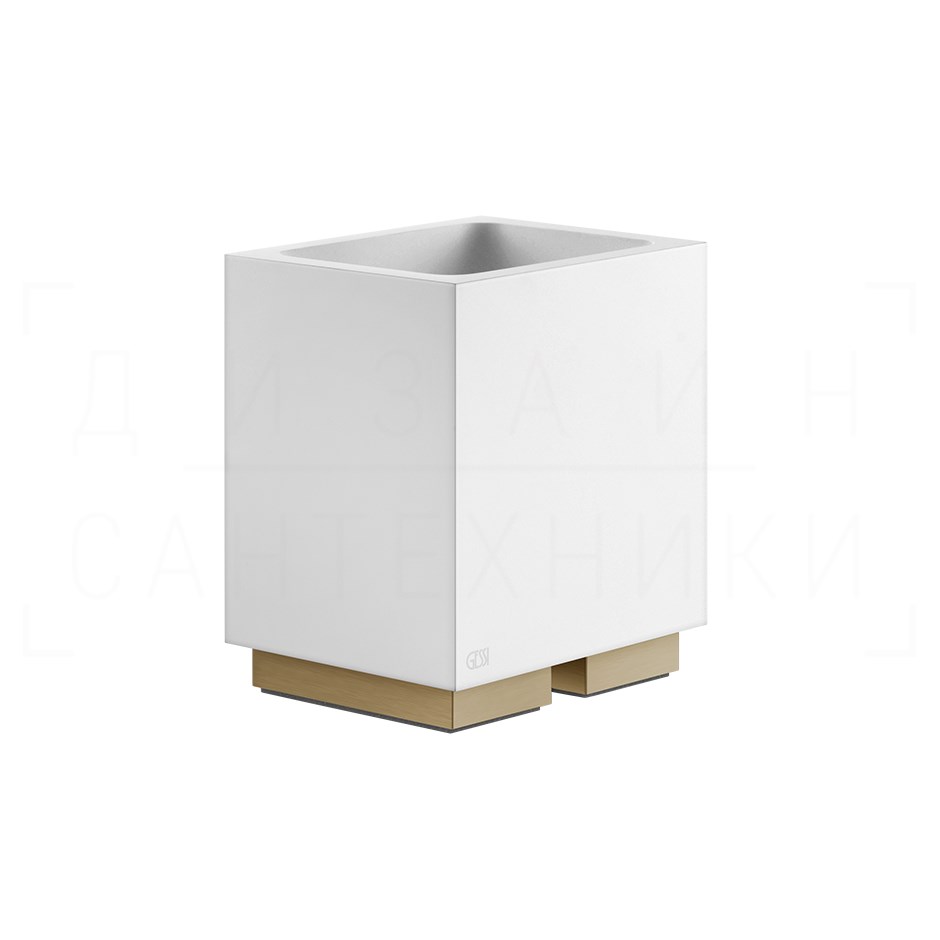Gessi Inverso/Rettangolo Стакан настольный, керамич. Neolite, цвет: white/coffee bronze brushed PVD 20831#761