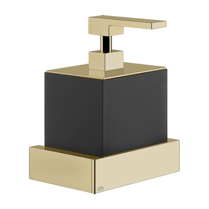 Gessi Inverso/Rettangolo Дозатор для жидкого мыла, подвесной, черная колба, цвет: brushed brass PVD 20814#727