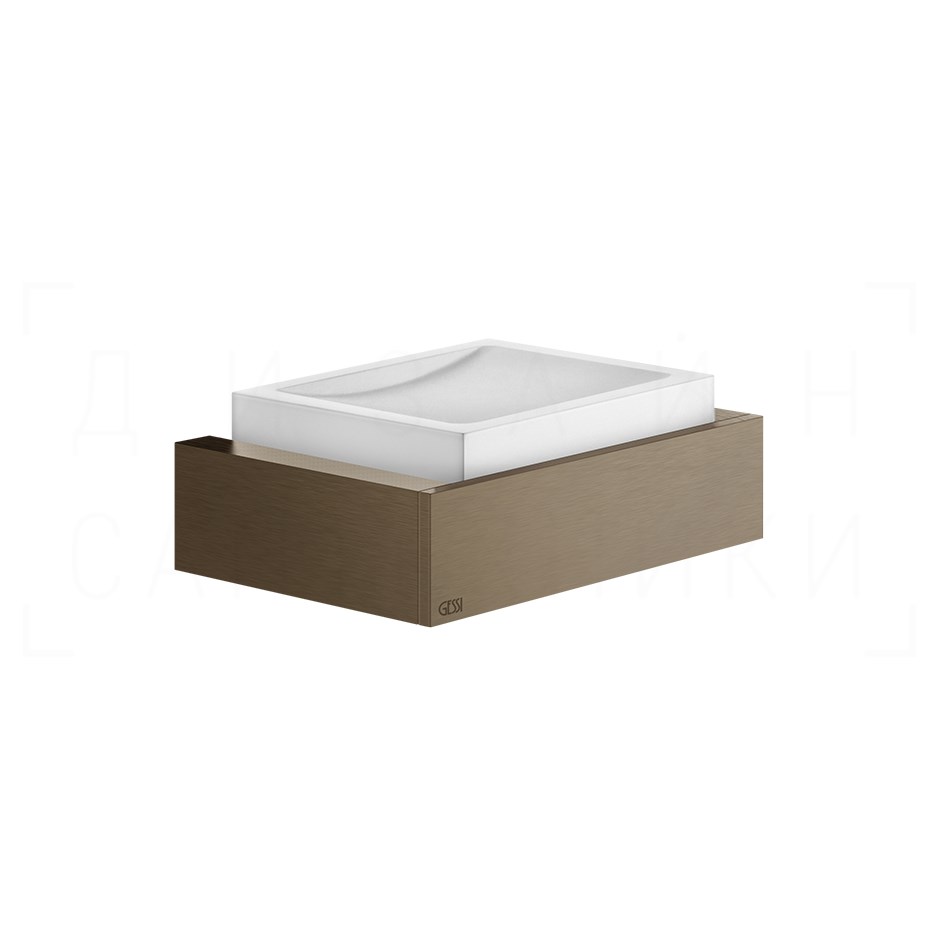 Gessi Inverso/Rettangolo Мыльница с чашей Neolite, подвесная, цвет: white/coffee bronze brushed PVD 20801#761