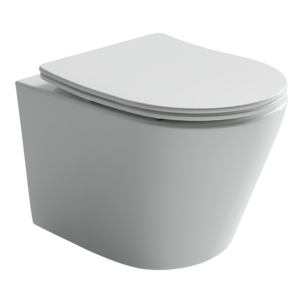 Ceramicanova Balearica Унитаз подвесной 36,5х49 см, безободковый с крышкой, цвет: белый глянцевый CN6000
