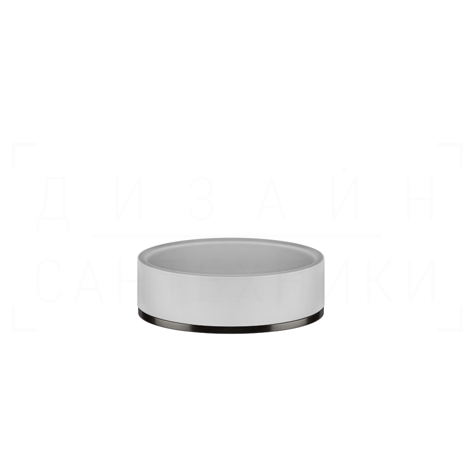 Gessi Inciso Мыльница с керамической чашей Neolite, настольная, цвет: white/black metal brushed PVD 58525#707