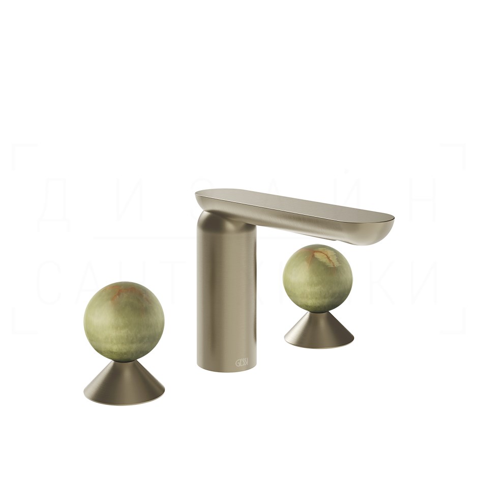 Gessi Perle Смеситель для раковины на 3 отв., без д/к, излив 13,2 см, цвет: finox brushed nickel 74555#149