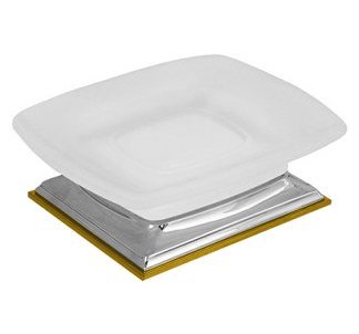 Colombo Design Portofino Мыльница со стеклянной чашей, настольная, цвет: chrome/gold B3242.CR2-VAN