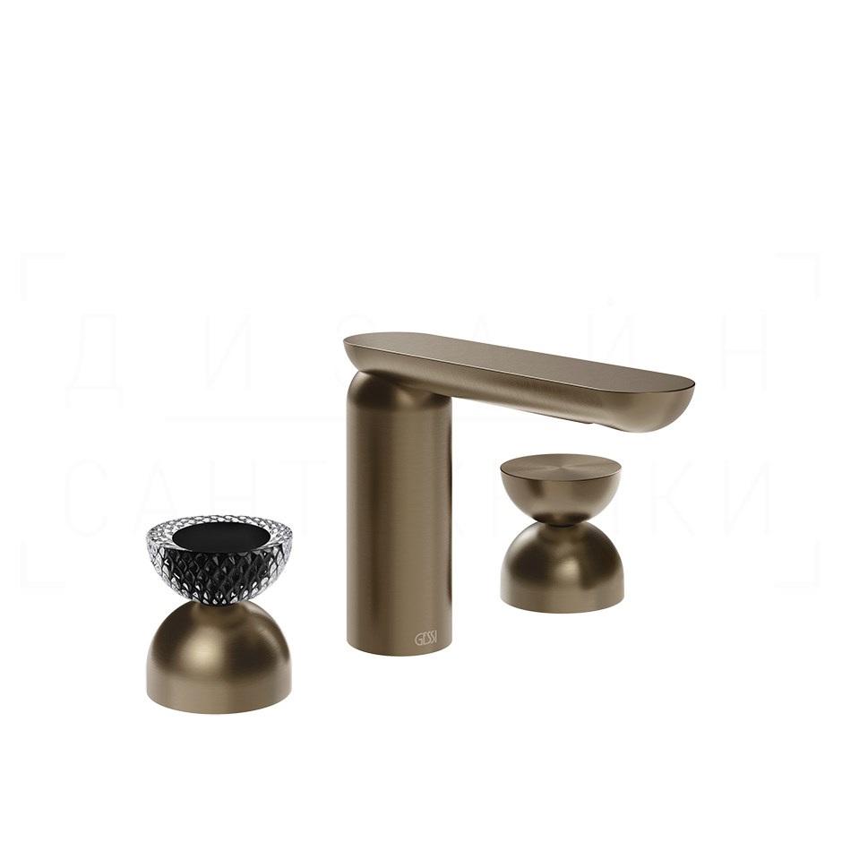 Gessi Perle Смеситель для раковины на 3 отв., без д/к, излив 13,2 см, цвет: coffee bronze brushed 74796#761