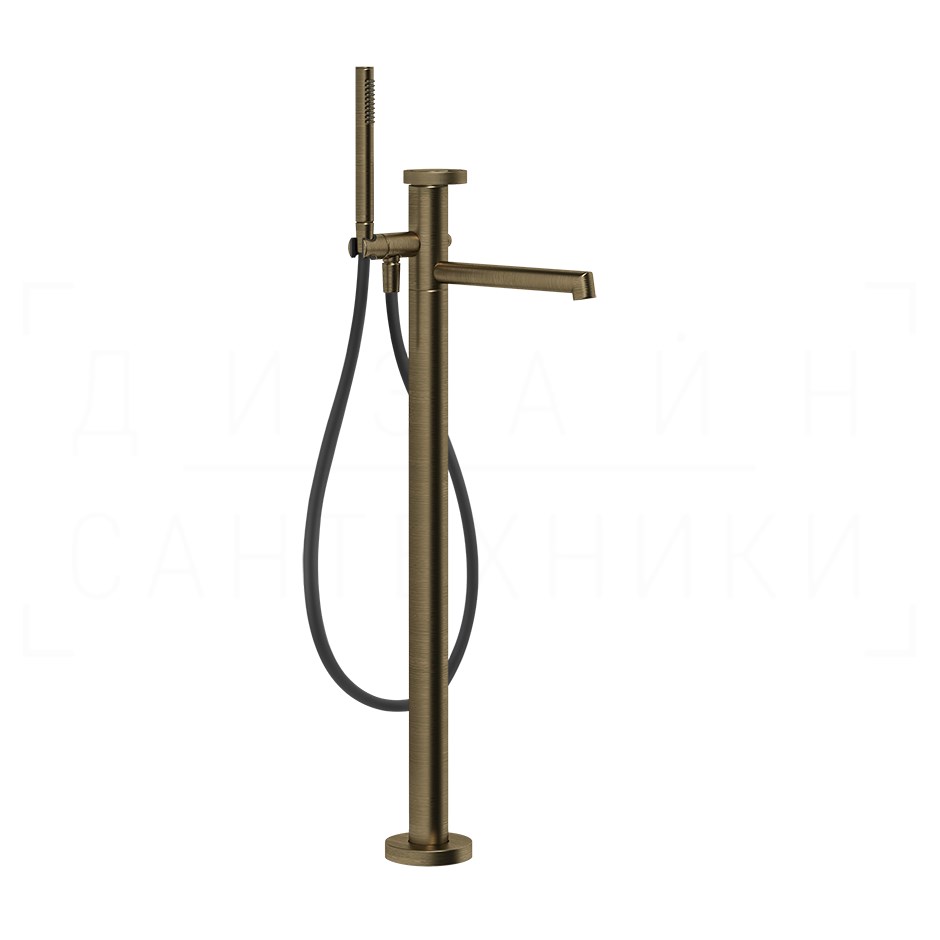 Gessi Anello Смеситель для ванны напольный, с душевым гарнитуром, излив 26 см, цвет: antique brass 63328#713