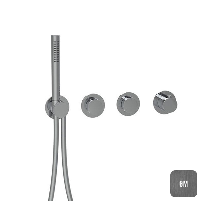 Almar Push Round Термостат для душа, внешняя часть на 2 потребителя, цвет: brushed gun metal E180433.GM