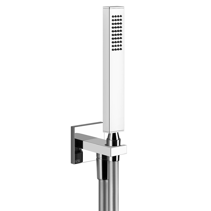 Gessi Rettangolo Душевой гарнитур: ручной душ, держатель с выводом воды, шланг 150 см, цвет: chrome 20123#031
