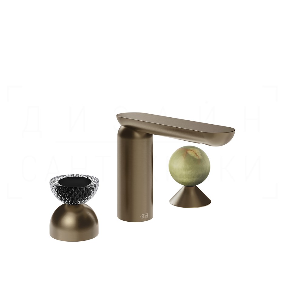 Gessi Perle Смеситель для раковины на 3 отв., без д/к, излив 13,2 см, цвет: coffee bronze brushed 74758#761