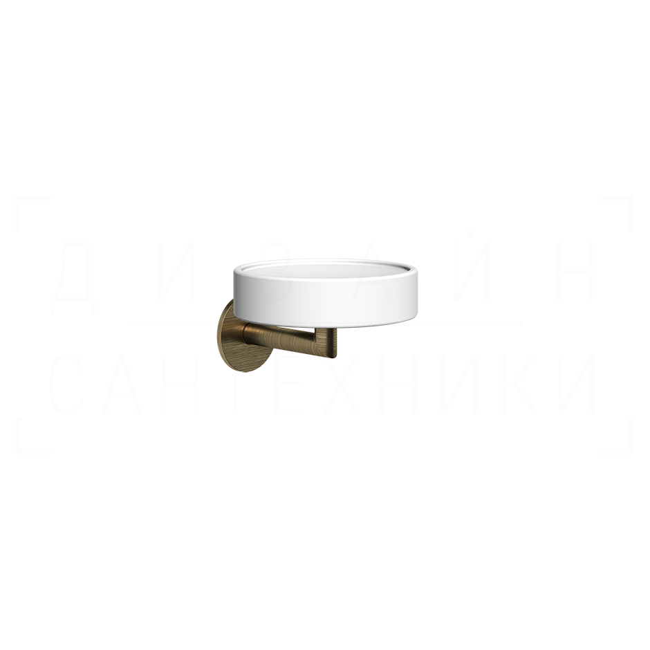 Gessi Ventaglio Мыльница с керамической чашей Neolite, подвесная, цвет: white/antique brass 63601#713