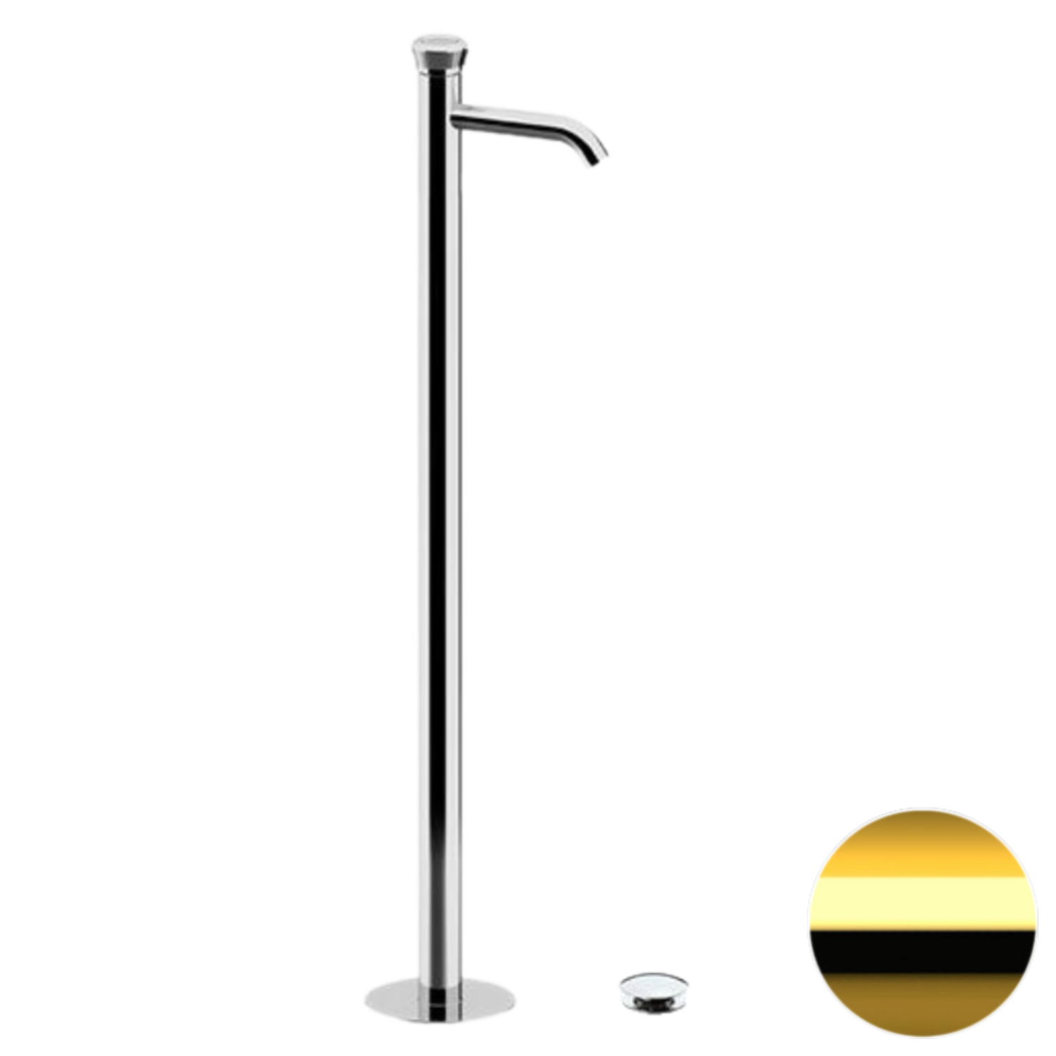 Remer Element Смеситель для раковины напольный, д/к, излив 18 см, цвет: oro lucido ET18DO