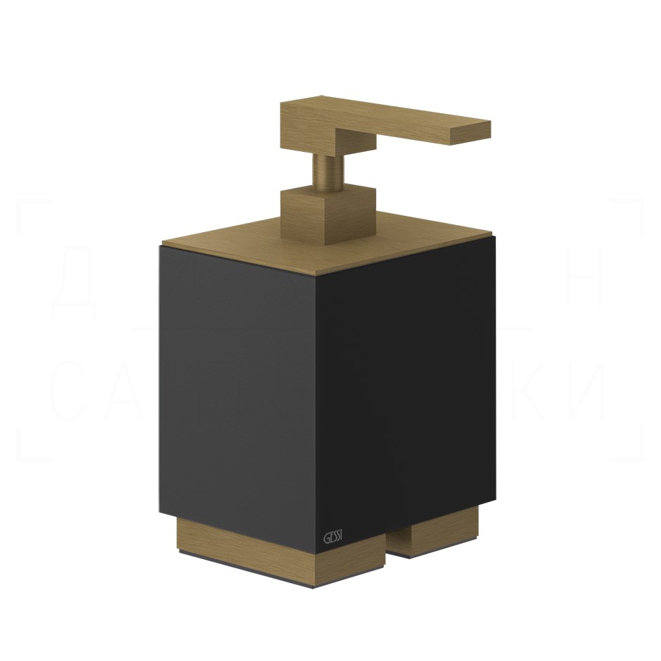 Gessi Inverso/Rettangolo Дозатор для жидкого мыла настольный, колба Neolite, цвет: antique brass 20838#713