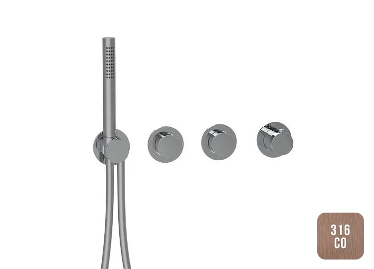 Almar Push Round Термостат для душа, внешняя часть на 2 потребителя, цвет: brushed copper E180433.CO316