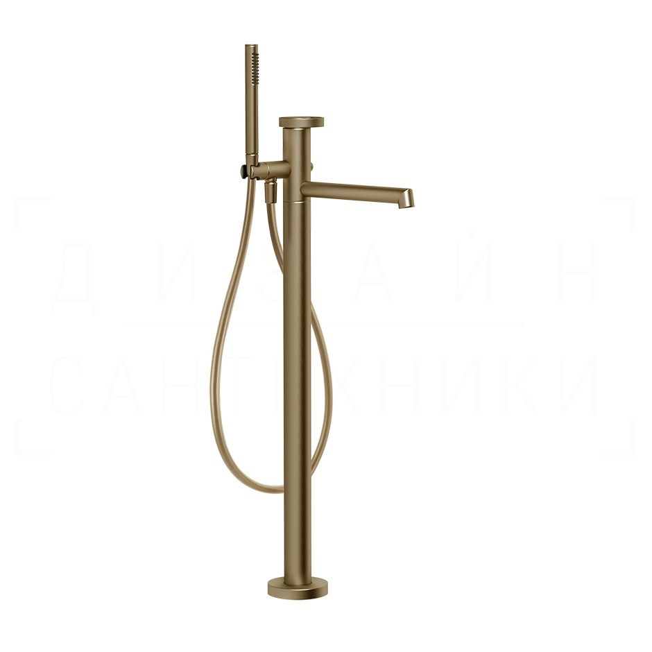 Gessi Anello Смеситель для ванны напольный, с душевым гарнитуром, излив 26 см, цвет: deep bronze PVD 63328#791
