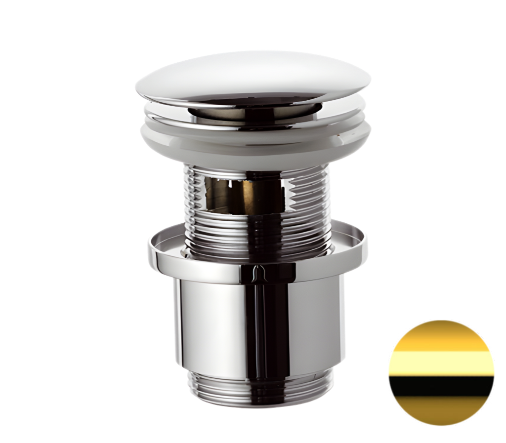 Remer Донный клапан click-clack с переливом, цвет: oro lucido 905CC2114DO