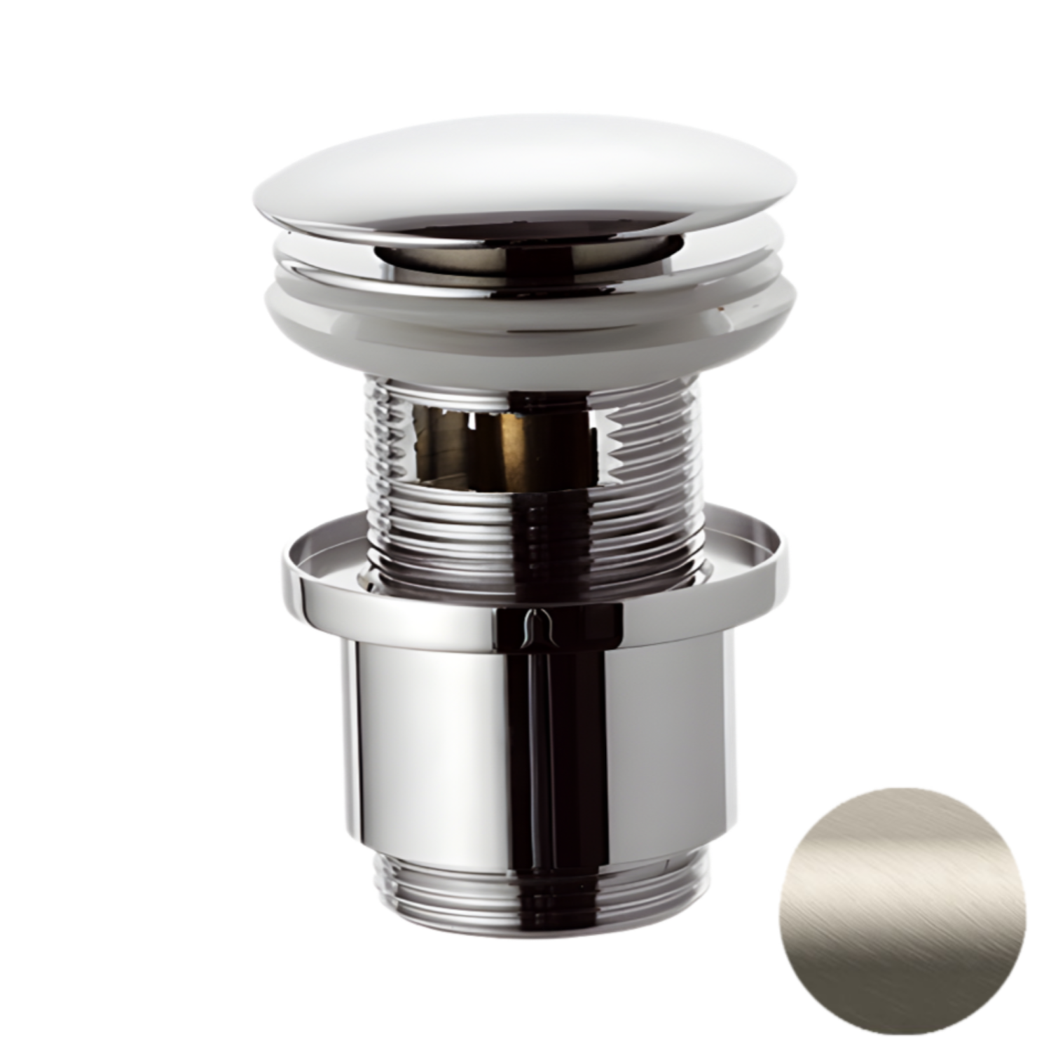 Remer Донный клапан click-clack с переливом, цвет: visual inox 905CC2114XV