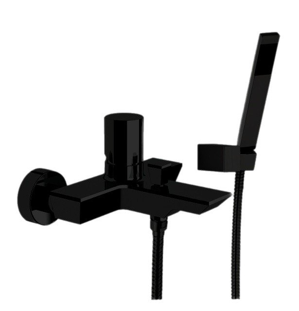 Remer Edge Смеситель для ванны с душем, лейка, держатель, шланг 150 см, цвет: nero opaco EG502NO
