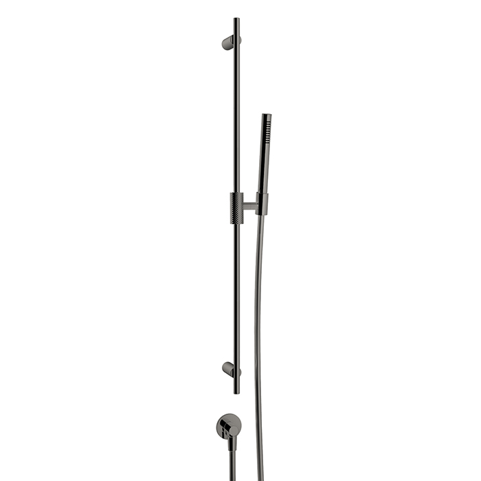 Gessi Anello Душевой гарнитур: лейка, штанга 90 см, вывод воды, шланг, цвет: black metal brushed PVD 63482#707