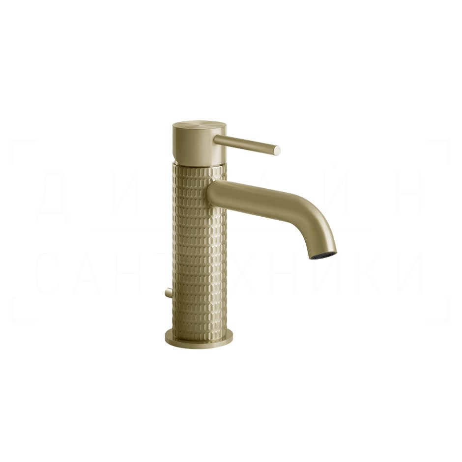 Gessi 316 Meccanica Смеситель для раковины, с донным клап., излив 12,2 см, цвет: brushed brass PVD 54201#727