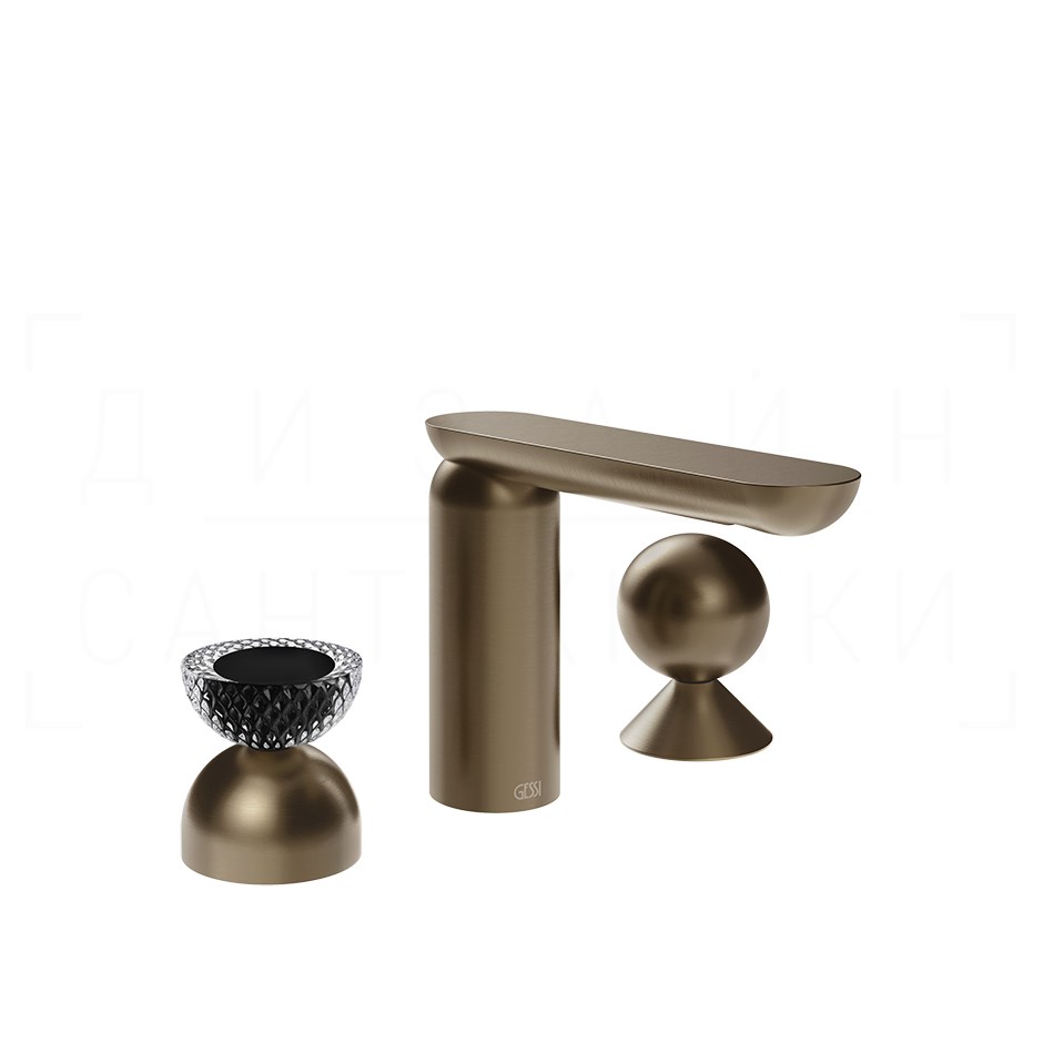 Gessi Perle Смеситель для раковины на 3 отв., без д/к, излив 13,2 см, цвет: coffee bronze brushed 74708#761