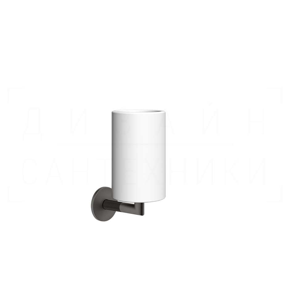 Gessi Ingranaggio Стакан подвесной, керамический Neolite, цвет: white/black metal brushed PVD 63807#707