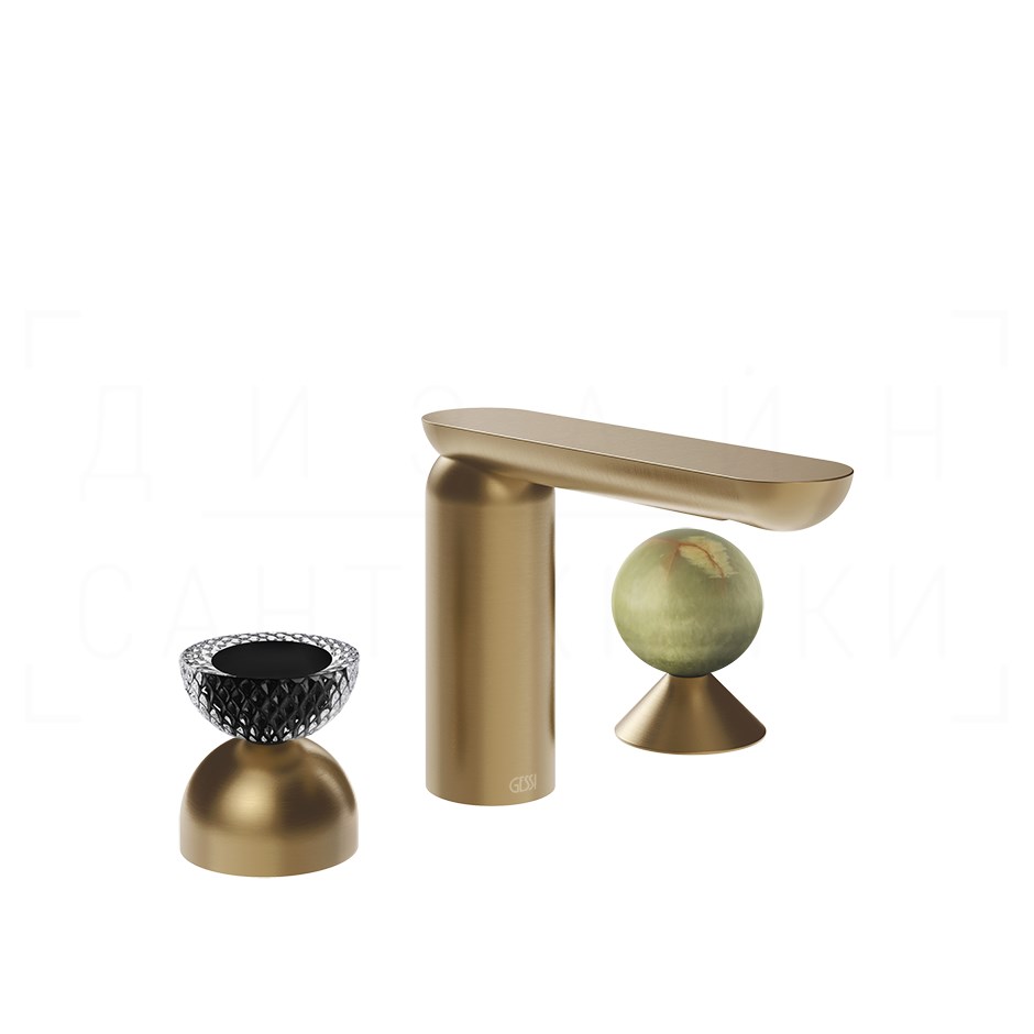 Gessi Perle Смеситель для раковины на 3 отв., без д/к, излив 13,2 см, цвет: warm bronze brushed PVD 74758#726