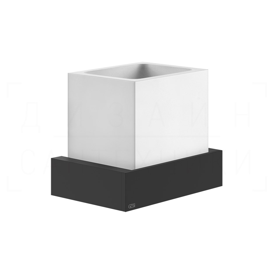 Gessi Inverso/Rettangolo Стакан подвесной, керамический Neolite, цвет: white/matte black 20807#299