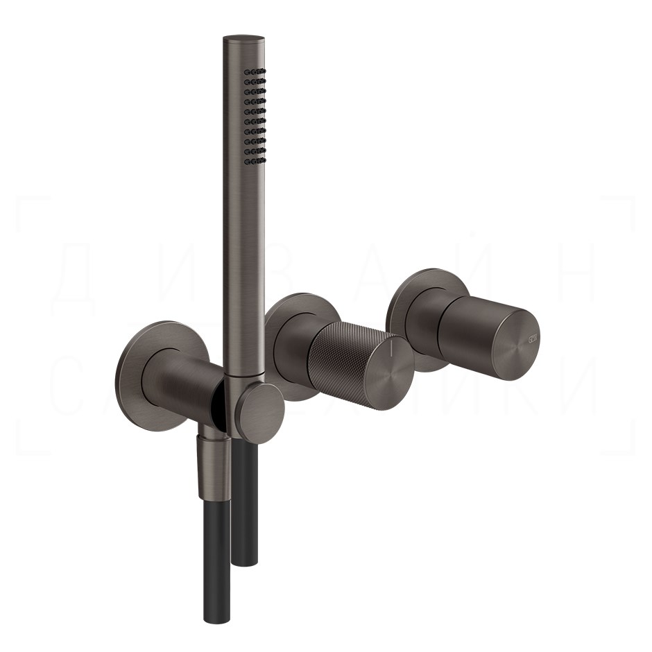Gessi Habito Смеситель для душа встраив., на 2 потреб., внешняя часть, цвет: black metal brushed PVD 70638#707