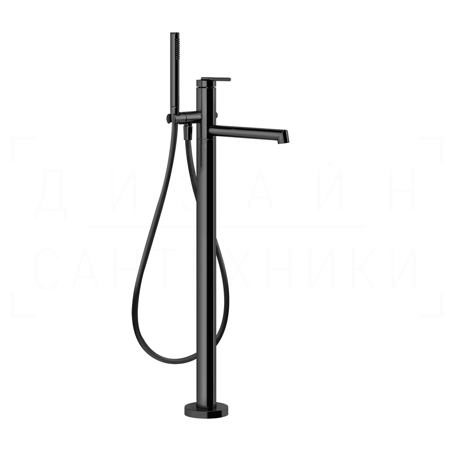 Gessi Ingranaggio Смеситель для ванны напольный, с душевым гарн., излив 26 см, цвет: black metal PVD 63528#706